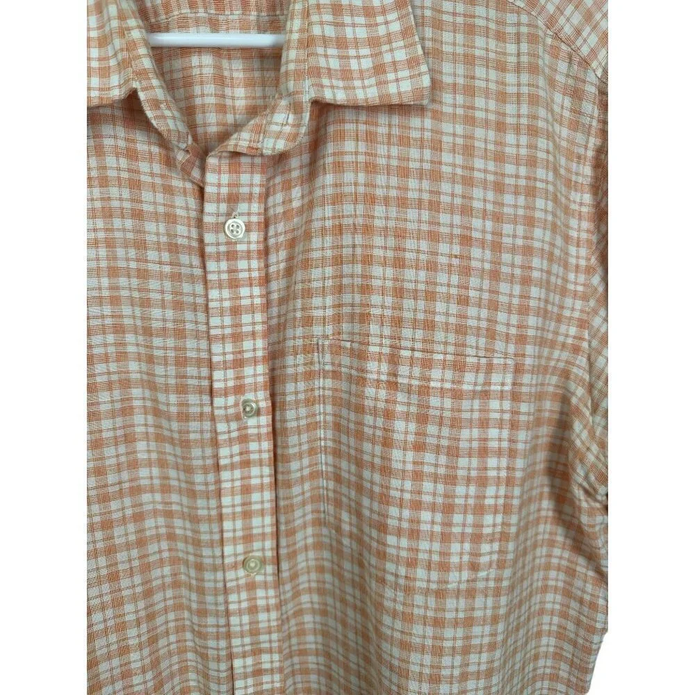 Banana Republic‎ orange checkered button up shirt, Size XL